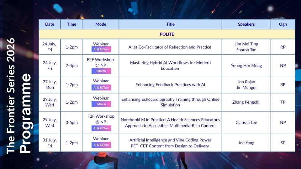programme schedule image, click above for more info.